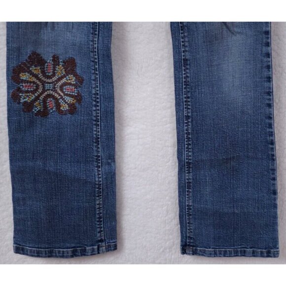 A.B.S. ALLEN B.SCHWARTZ Juniors 24 Embroidered Geometric Flare Denim Jeans 24X33 - Picture 5 of 11